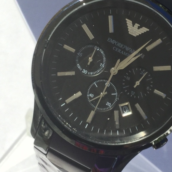 Emporio Armani Black Ceramica Men’s Watch - Picture 3 of 4
